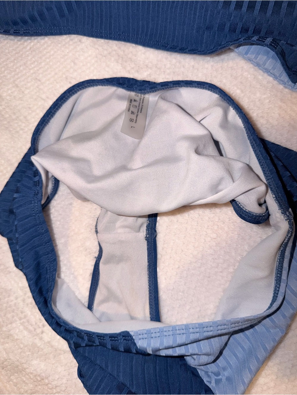 SHEIN Two-Tone Navy and Light Blue Ribbed Tie-Front Bikini - Picture 5 of 8